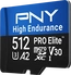PNY Pro Elite High Endurance R100/W90 microSDXC 512GB Kit, UHS-I U3, A2, Class 10