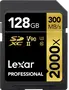Lexar Professional 2000x Gold Series R300/W260 SDXC 128GB, UHS-II U3, Class 10