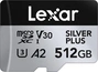 Lexar Professional SILVER PLUS R205/W150 microSDXC 512GB Kit, UHS-I U3, A2, Class 10