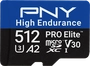 PNY Pro Elite High Endurance R100/W90 microSDXC 512GB...