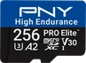 PNY Pro Elite High Endurance R100/W90 microSDXC 256GB Kit, UHS-I U3, A2, Class 10