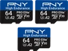 PNY Pro Elite High Endurance R100 microSDXC 64GB Kit, UHS-I U3, A2, Class 10, 3er-Pack