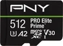 PNY Pro Elite Prime R200/W150 microSDXC 512GB Kit,...