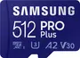 Samsung PRO Plus R160/W120 microSDXC 512GB Kit, UHS-I U3, A2, Class 10